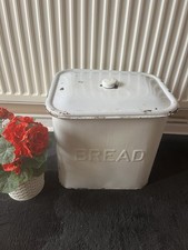 VINTAGE WHITE ENAMEL BREAD BIN