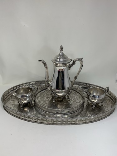 Vintage metalware tea set with - metalware,