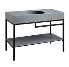 Anzzi Console Sink Frame with Glass Panel Bottom no knock-down MatteBlack