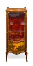 Antique French Vernis Martin Vitrine Cabinet Mahogany Ormolu Glass Display c1890
