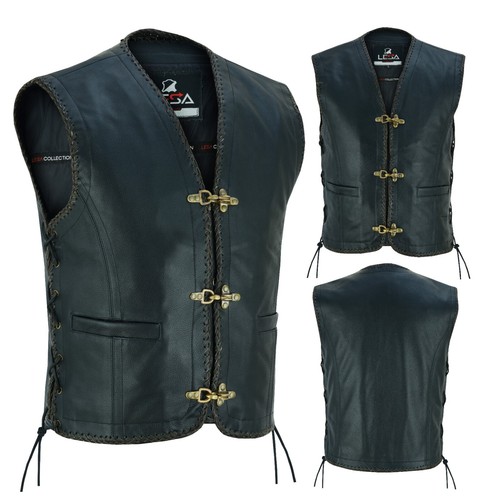 Men real leather waistcoat - men's,