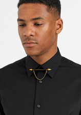 Gold Spear Mens Collar Bar Pin Detachable Chain Gothic Shirt Brooch Accessory UK