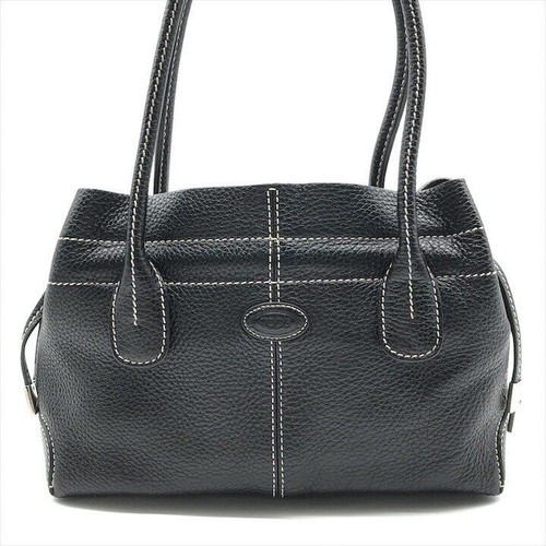 Tods black leather shoulder - black,