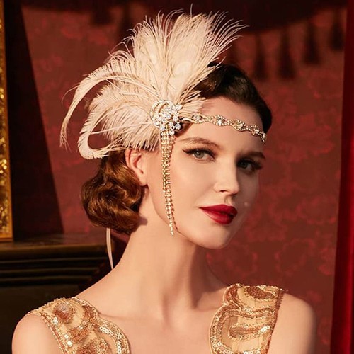 Vintage 1920s feather - feather, headband