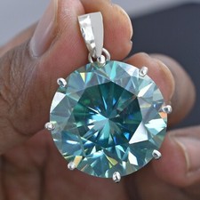 HUGE 40 Ct Blue Diamond Solitaire Pendant, Amazing Shine & Luster