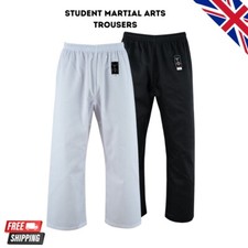FISTICUFFS KIDS & ADULTS KARATE AIKIDO GI TROUSERS - BLACK/WHITE UNIFORM PANTS