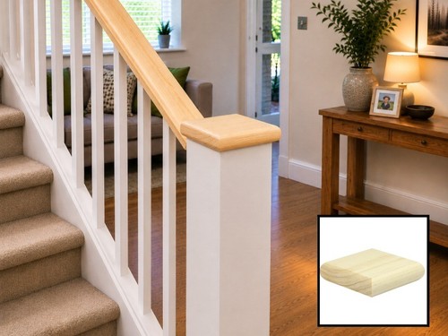 Pine flat newel cap - pine, 82mm