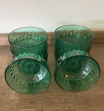 Vintage Arcoroc France Emerald Green 8 Small Dessert Bowls Set Dishes