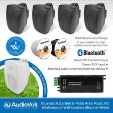 Outdoor Garden Patio Music Kit Bluetooth Wireless Streaming IP44 OnWall Speakers
