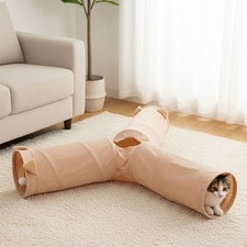 Pop Up 3 Way Cat Tunnel Pet Interactive Puppy Tube Kitten Play Toy Rabbit Hides