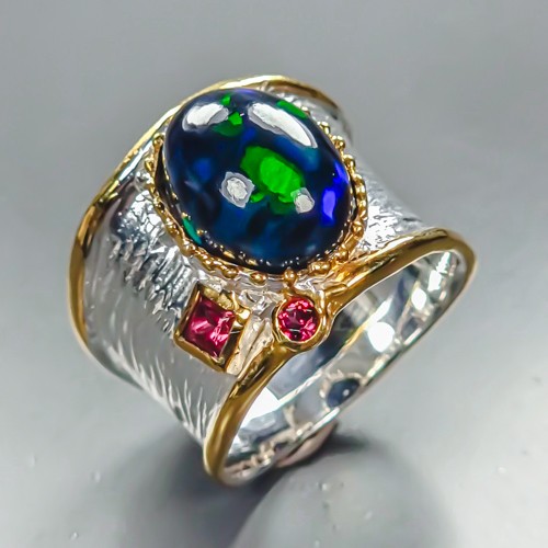 Handmade natural black opal - handmade,
