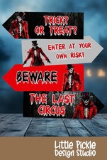 Circus Halloween Carnival Carnevil Party Decorations Arrow Signs Pack of 4