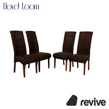 4er Set Lloyd Loom Wood Chair Braun Dining Room