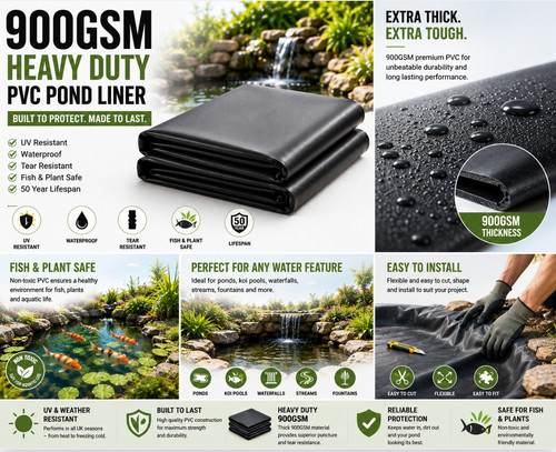 Pvc 900gsm thick pond liner - 900gsm,