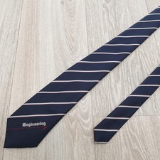 British Airways Men Polyester Tie Blue Engineer Stripes Uniform England Made 8cm