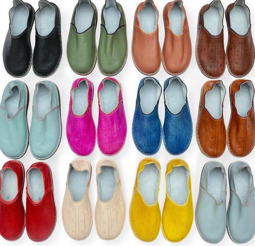 Moroccan leather babouche - moroccan,