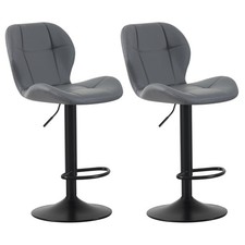 Set of 2 Height Adjustable Swivel Bar Stools w/Faux Leather Seat - Stella