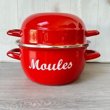 Red Enamel Mussel Cooking Pot