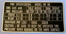 SUZUKI RV90 TYRE PRESSURE CAUTION LABEL