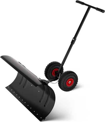 Rolling snow pusher with - rolling,
