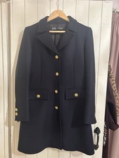 Zara Navy Monteco Wool Coat, Large