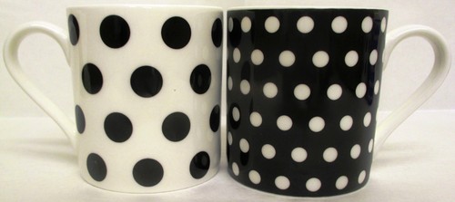 Black dots spots mugs set - black,