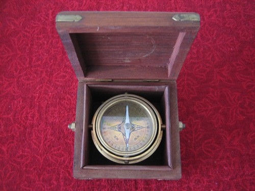 Antique gimbal wooden box - antique,