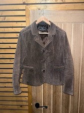 Wallace Sacks Vintage Women’s Leather Suede Brown Blazer Jacket Button Down 14uk