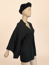 Vintage Japanese Robe. Kimono. Haori. Black.  Large. Dressing gown. Sz up to 14