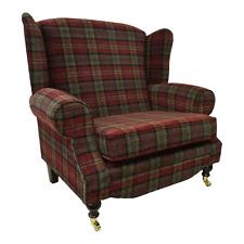 Snuggle Wing Back Extra Wide Cottage Fireside Chair EXTRA WIDE  Lana Red Tartan