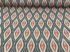 Persian Ikat Fabric Grey Coral