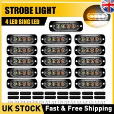 Amber/White LED Strobe Light Bar Car Truck Flashing Warning Hazard Beacon 4PCS