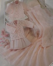 CROCHET PATTERN -  BABY'S PRETTY CREW & V-NECK CARDIGAN 0 - 6 YEARS + SHAWL DK 