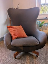 Greaves and Thomas Swivel Egg Chair . Vintage . Original Brown Cover. MCM.