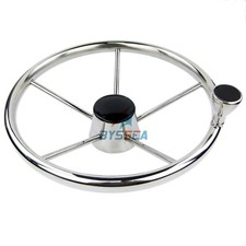 13.5'' Boat Steering Wheel Stainless 5 Spoke 25 Degree With Knob Marine Steering