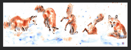 Watercolour hunting fox art - watercolour,