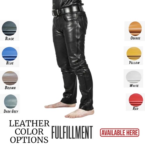Men leather trouser - men's, pants