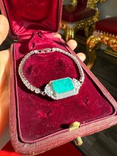 Glowing Exotic Blue Emerald Bracelet Bangle, Awe Mesmerizing Piece