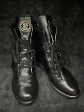 Philipp Plein Black Leather Boots Size 37