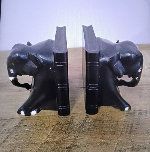 Ebony elephant book ends - elephant,