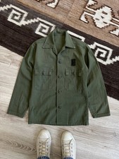 Military Vintage 80s 90s Men's Army Workwear Green Heavy Cotton Jacket Size S
