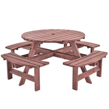 8 Seater Wooden Round Picnic