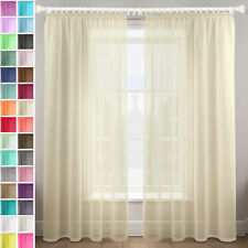 A pair of high quality Voile Curtain gathering tape Top solid sheer