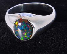 925 Sterling Silver Oval Black