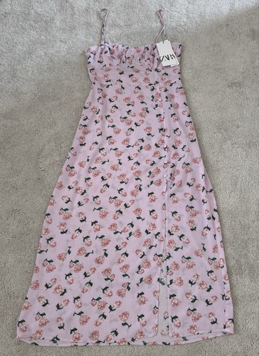 Zara pink floral summer midi - summer,
