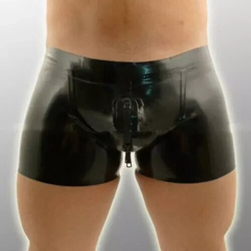 Latex rubber black sexy shorts - latex,