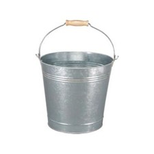 15L LARGE TRADITIONAL GALVANISED STRONG STEEL METAL BUCKET WITH WOODEN HANDLE