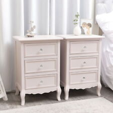 Pair of Pink 3 Drawer Bedside Tables Be3droom Furniture vintage shabby chic
