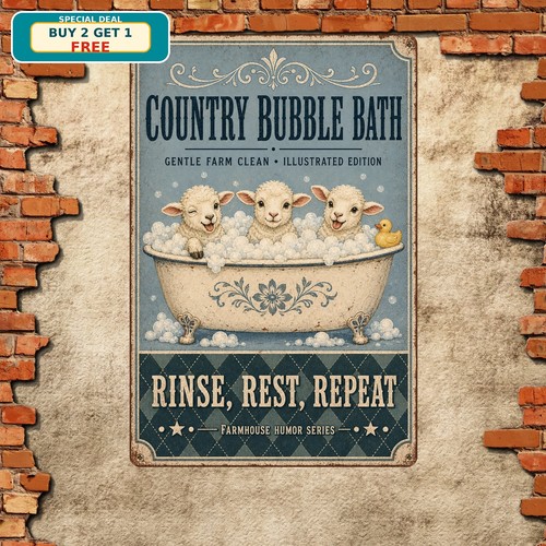 Farm sheep bubble bath - farm, poster