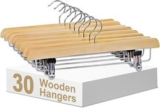 Wooden Skirt & Trouser Hangers Multi Pack – Clips & Rotating Hooks